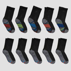 NEW with tags Hanes Boys' 10pk Premium Crew Athletic Socks - Black M